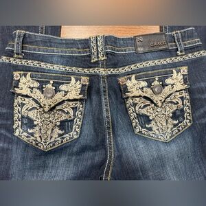 Grace In LA Jeans Women’s Size 13/30 Gold Embroidery Boot Cut